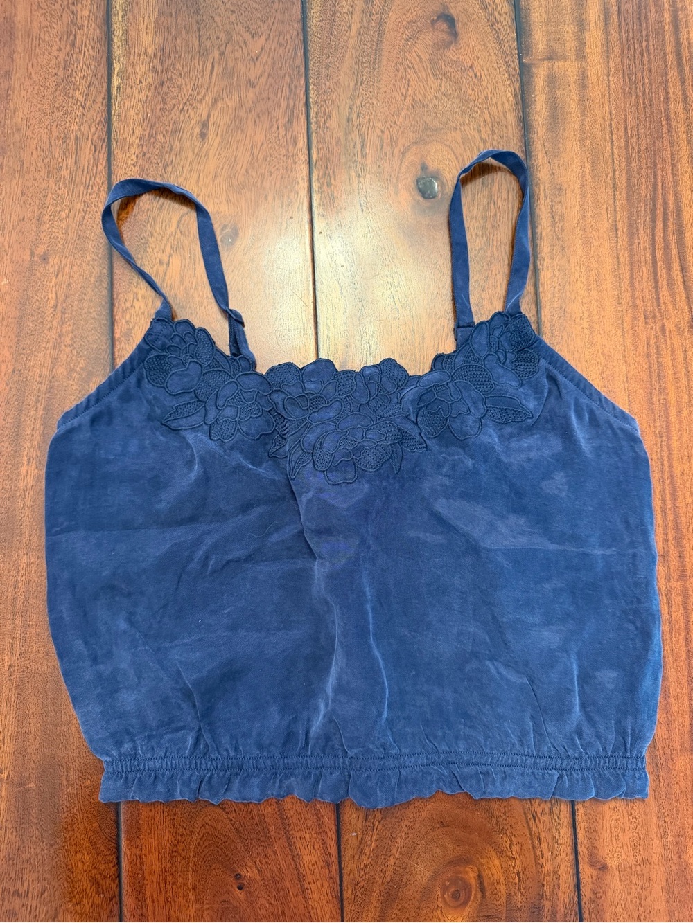 Aerie Blue Embroidered Floral Camisole
